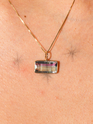 Beachcomber Fluorite East West Emerald Cut Charm in Yellow 14k Gold
