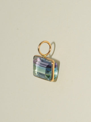 Beachcomber Fluorite East West Emerald Cut Charm in Yellow 14k Gold