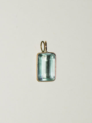 Dolphin Kiss Fluorite Emerald Cut Charm in Yellow 14k Gold