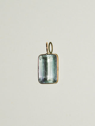 Dolphin Kiss Fluorite Emerald Cut Charm in Yellow 14k Gold