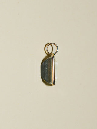 Oil Spill Fluorite Emerald Cut Charm in Yellow 14k Gold