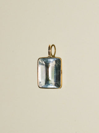 Oil Spill Fluorite Emerald Cut Charm in Yellow 14k Gold