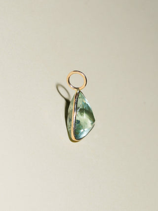 Butterfly Fluorite Trillion Cut Charm in Yellow 14k Gold