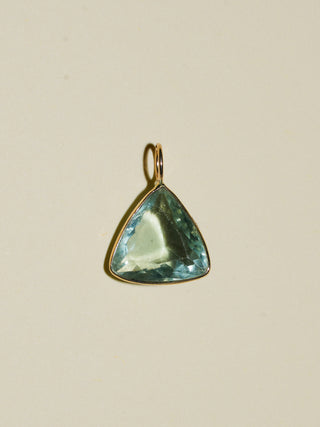 Butterfly Fluorite Trillion Cut Charm in Yellow 14k Gold
