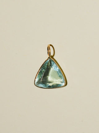 Butterfly Fluorite Trillion Cut Charm in Yellow 14k Gold