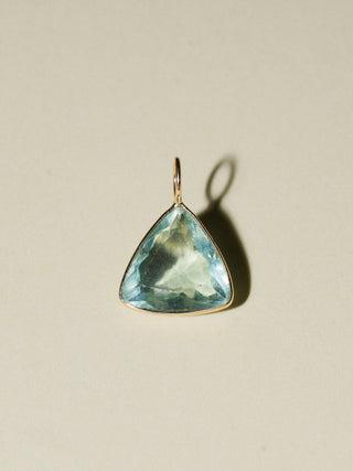 Butterfly Fluorite Trillion Cut Charm in Yellow 14k Gold