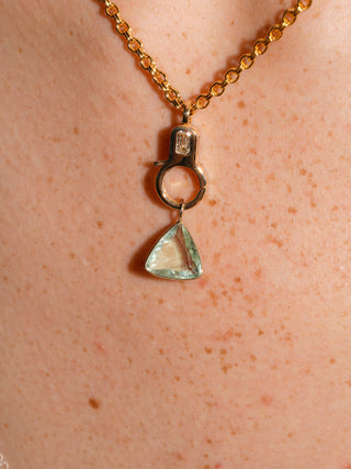 Butterfly Fluorite Trillion Cut Charm in Yellow 14k Gold