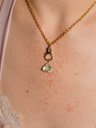 Butterfly Fluorite Trillion Cut Charm in Yellow 14k Gold