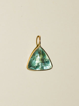 Maunday Fluorite Trillion Cut Charm in Yellow 14k Gold