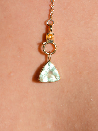 Maunday Fluorite Trillion Cut Charm in Yellow 14k Gold
