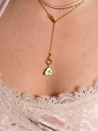 Maunday Fluorite Trillion Cut Charm in Yellow 14k Gold