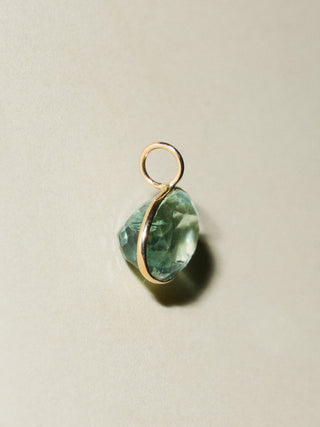 Ambergris Caye Fluorite East West Oval Cut Charm in Yellow 14k Gold