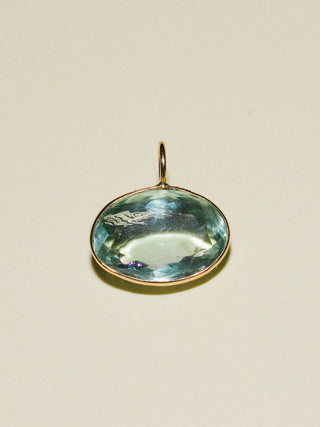 Ambergris Caye Fluorite East West Oval Cut Charm in Yellow 14k Gold