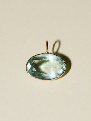 Ambergris Caye Fluorite East West Oval Cut Charm in Yellow 14k Gold