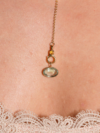 Ambergris Caye Fluorite East West Oval Cut Charm in Yellow 14k Gold