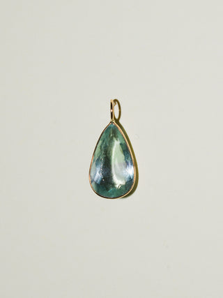 Dripping Fluorite Teardrop Cut Charm in Yellow 14k Gold