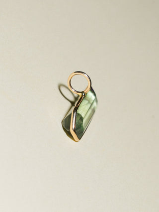 Clear Kayak Cove Fluorite East West Hexagon Cut Charm in Yellow 14k Gold