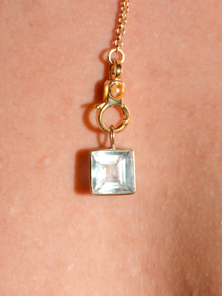 Half Moon Cay Fluorite Square Cut Charm in Yellow 14k Gold