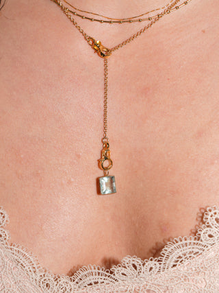 Half Moon Cay Fluorite Square Cut Charm in Yellow 14k Gold