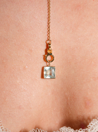 Half Moon Cay Fluorite Square Cut Charm in Yellow 14k Gold