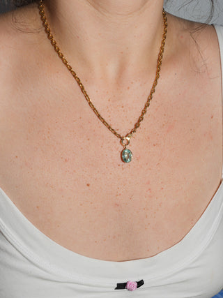 Give me a Sip Fluroite Oval Cut Charm in Yellow 14k Gold