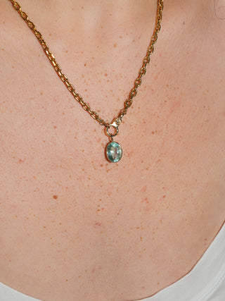 Give me a Sip Fluroite Oval Cut Charm in Yellow 14k Gold