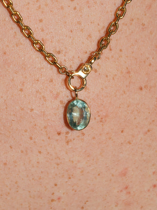 Give me a Sip Fluroite Oval Cut Charm in Yellow 14k Gold