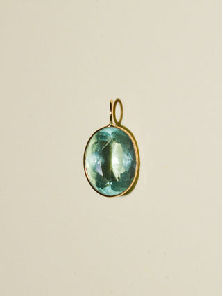 Five Flower Lake Fluorite Oval Cut Charm in Yellow 14k Gold