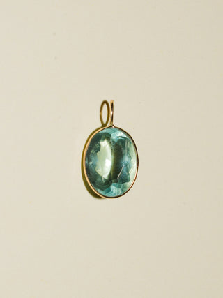 Five Flower Lake Fluorite Oval Cut Charm in Yellow 14k Gold