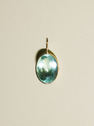Five Flower Lake Fluorite Oval Cut Charm in Yellow 14k Gold