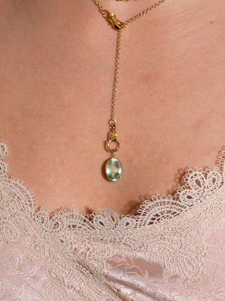 Five Flower Lake Fluorite Oval Cut Charm in Yellow 14k Gold