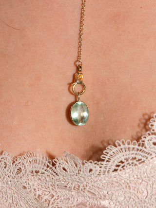 Five Flower Lake Fluorite Oval Cut Charm in Yellow 14k Gold