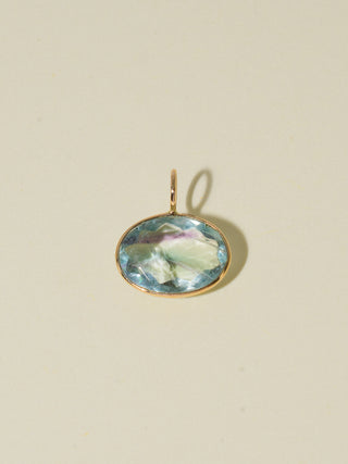 Beach Day Fluorite East West Oval Cut Charm in Yellow 14k Gold