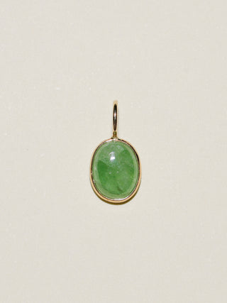 Fresh Green Tsavorite Oval Cut Cabochon Charm in 14k Yellow Gold