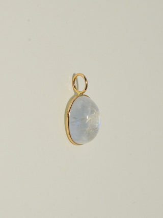 Mighty Moonstone Oval Cabochon Charm in Yellow 14k Gold
