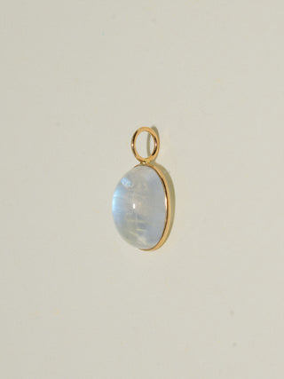 Mighty Moonstone Oval Cabochon Charm in Yellow 14k Gold
