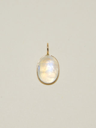 Mighty Moonstone Oval Cabochon Charm in Yellow 14k Gold
