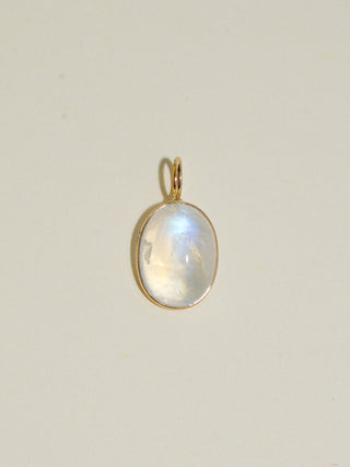 Mighty Moonstone Oval Cabochon Charm in Yellow 14k Gold
