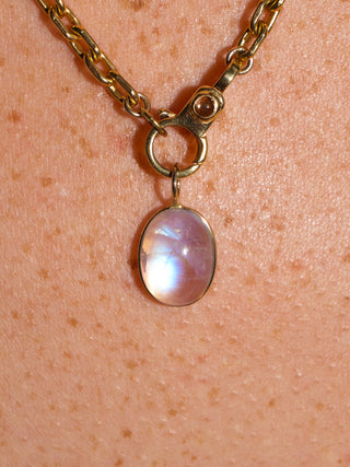 Mighty Moonstone Oval Cabochon Charm in Yellow 14k Gold