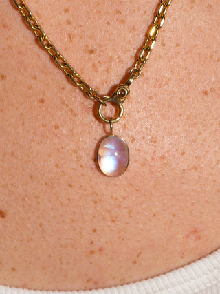 Mighty Moonstone Oval Cabochon Charm in Yellow 14k Gold