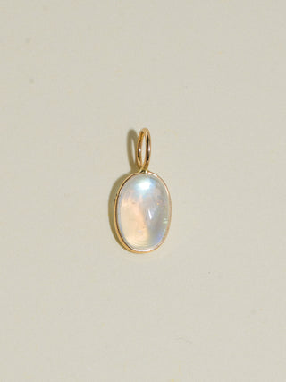 Pebble Beach Moonstone Oval Cabochon Charm in Yellow 14k Gold