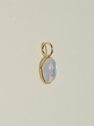 Pebble Beach Moonstone Oval Cabochon Charm in Yellow 14k Gold