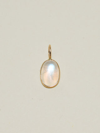 Pebble Beach Moonstone Oval Cabochon Charm in Yellow 14k Gold