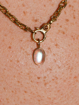 Pebble Beach Moonstone Oval Cabochon Charm in Yellow 14k Gold
