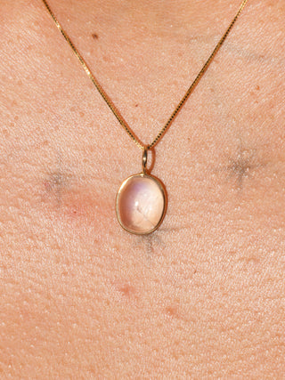 Moonlight Tonight Moonstone Oval Cabochon Charm in Yellow 14k Gold