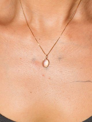 Moonlight Tonight Moonstone Oval Cabochon Charm in Yellow 14k Gold