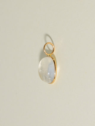 Moonlight Tonight Moonstone Oval Cabochon Charm in Yellow 14k Gold