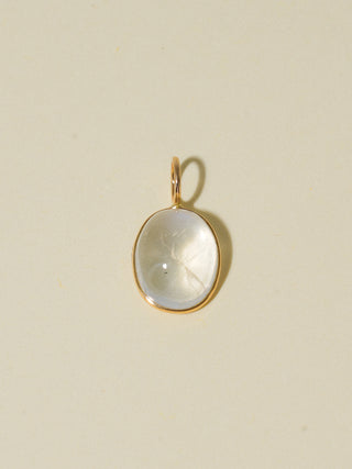 Moonlight Tonight Moonstone Oval Cabochon Charm in Yellow 14k Gold