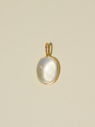 Moonlight Tonight Moonstone Oval Cabochon Charm in Yellow 14k Gold