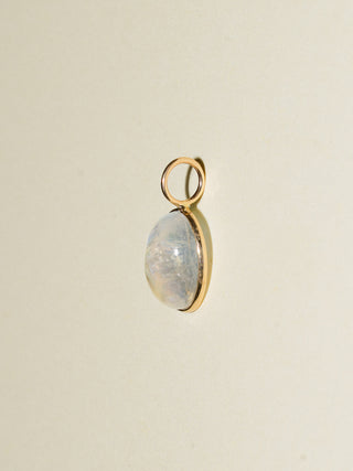 Wishing for a Moonstone Oval Cabochon Charm in Yellow 14k Gold